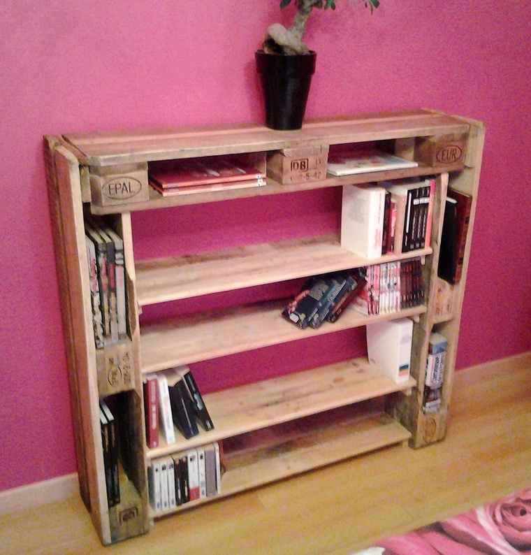 Wood Pallet Bookshelf Plan Diy Motive