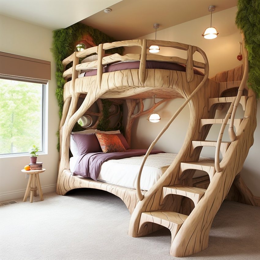 Rustic Charm Meets Functionality Exploring Wood Log Bunk Beds ...