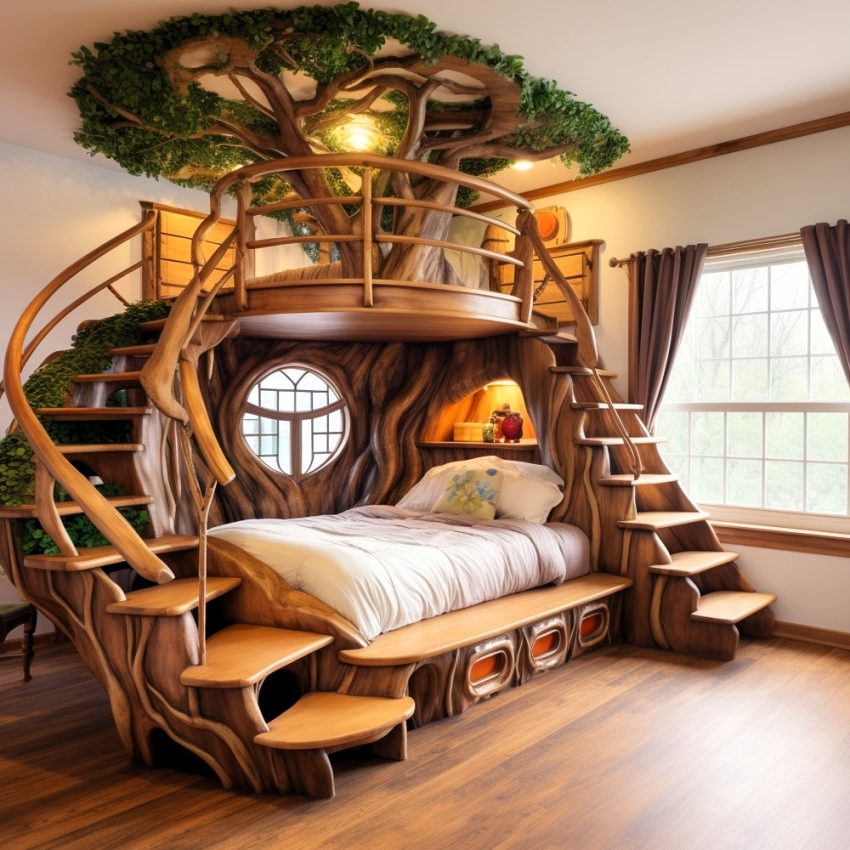 Rustic Charm Meets Functionality Exploring Wood Log Bunk Beds ...