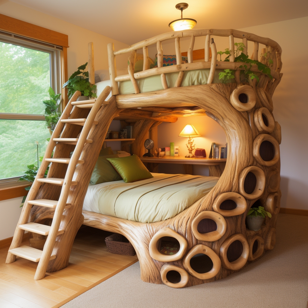 wood log bunk bed ideas (8)